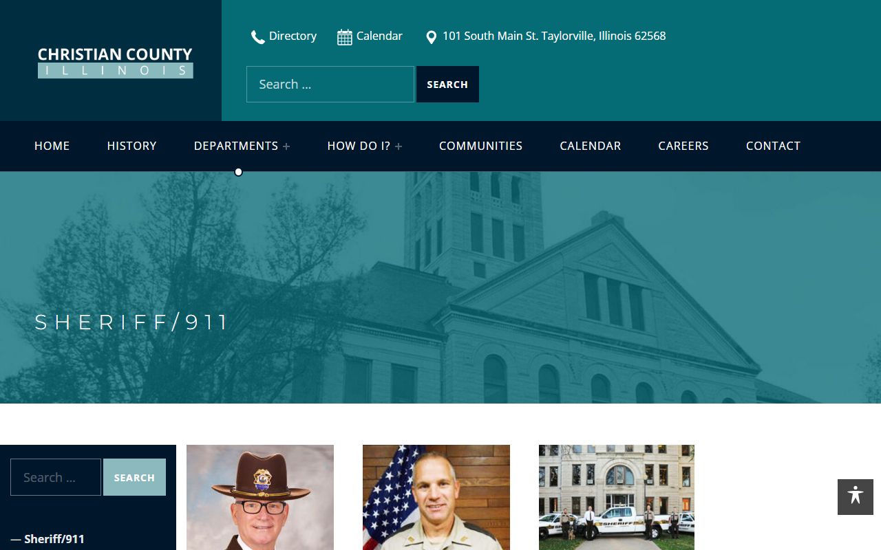 Christian County Sheriff 911 page for inmate population contacts