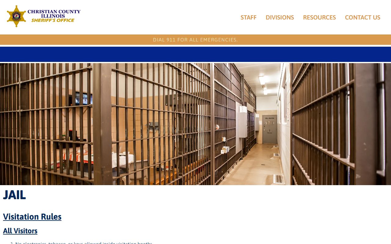 Christian County Jail inmate visitation rules from the sheriff website