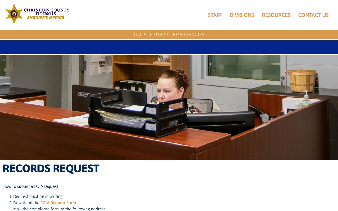 Christian County booking photo FOIA records request page